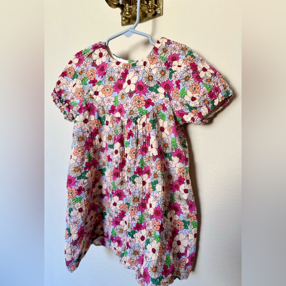 ZARA girls floral textured dress 4-5